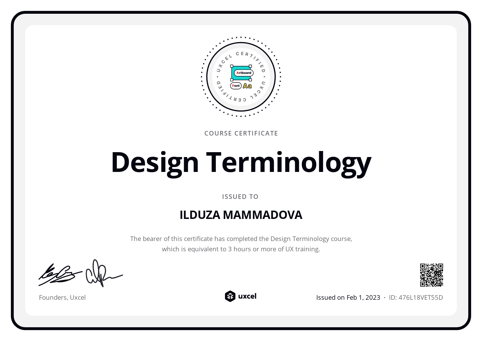 ILDUZA MAMMADOVA's certificate